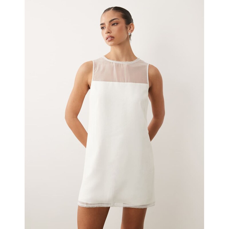 Abercrombie & Fitch bow back bridal mini dress in white 114856493