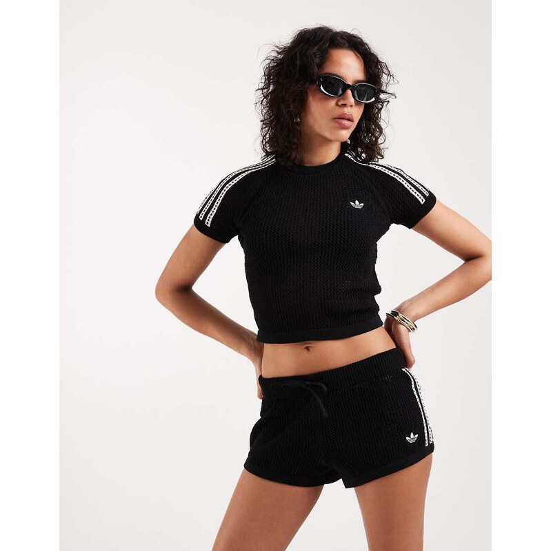adidas Originals crochet shorts in black