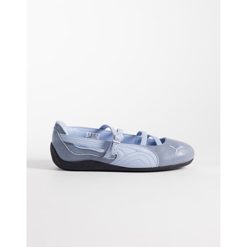 Puma Speedcat ballet flats in light blue croc print