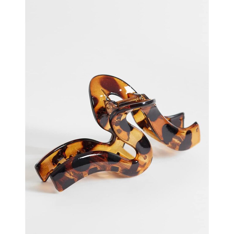 ASOS DESIGN XL hair claw with wave detail in tort-Multi
