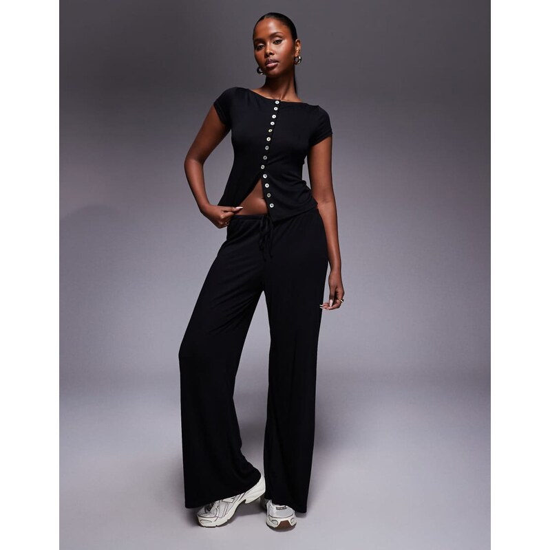 Princess Polly Gavrielle wide leg drawstring trousers co-ord in black 115518821