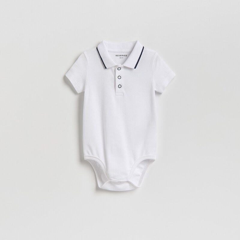 Reserved - Bavlněné polokošilové body - bílá