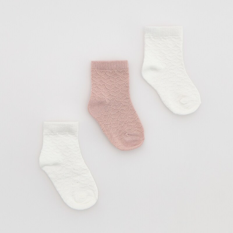 Reserved - BABIES` SOCKS MULTI - pudrově růžová