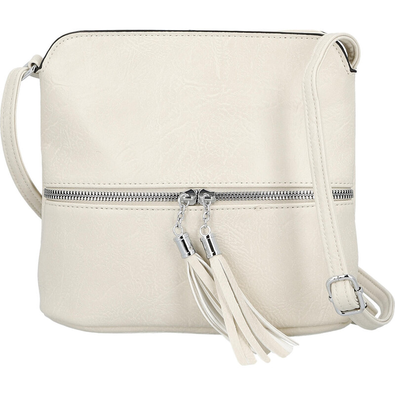 INT COMPANY Stylová dámská koženková crossbody Kira, krémová