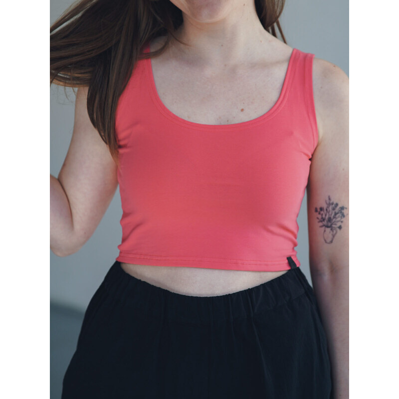 MINILE Oboustranný Crop-top Bavlna Salmon - S 114858509