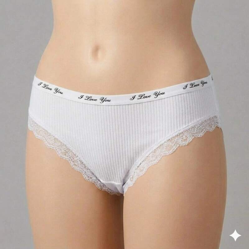Bavlněné dámské kalhotky s krajkou Elevek K120 bílé, vel. XL