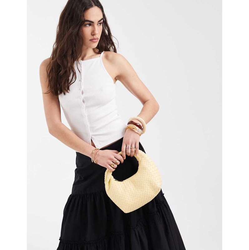 New Look button through strappy top in white