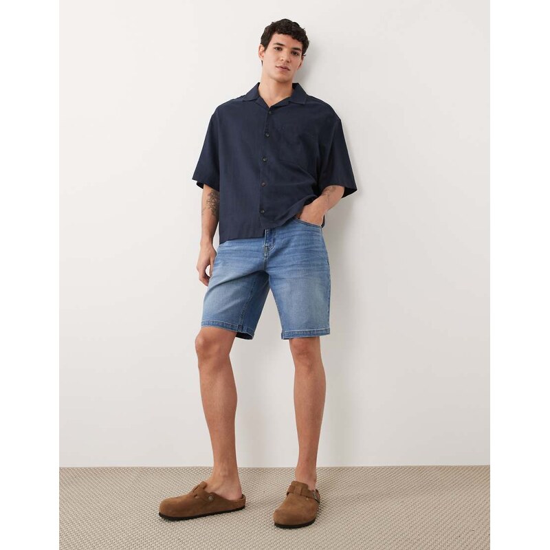 Threadbare denim shorts in washed light blue