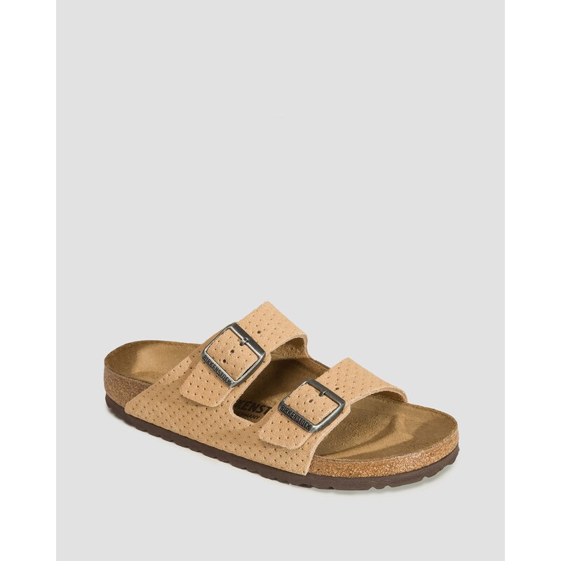 Béžové Dámské Pantofle Birkenstock Arizona Suede Embossed Narrow 90106521
