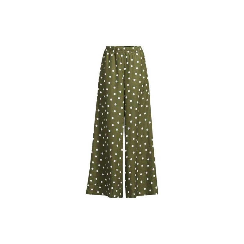 Premium Pure Linen Palazzo Trousers, Women, size: L, regular,