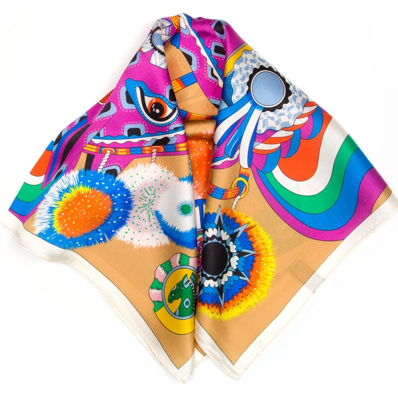 Blaire Dámský hedvábný šátek Gaela s motivem multicolor 114865782