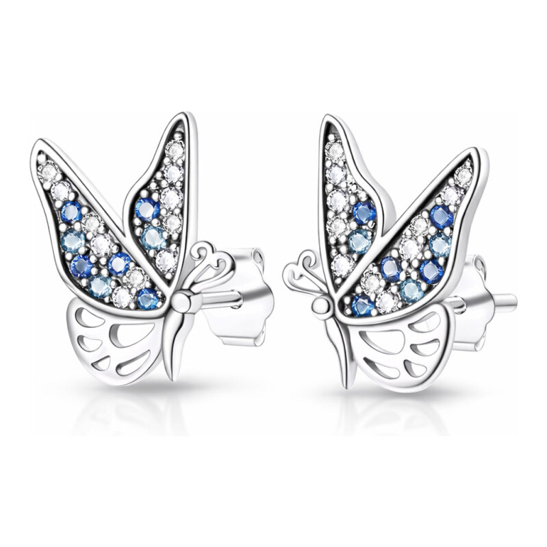 GRACE Silver Jewellery Stříbrné náušnice s motivem motýlů - stříbro 114866238