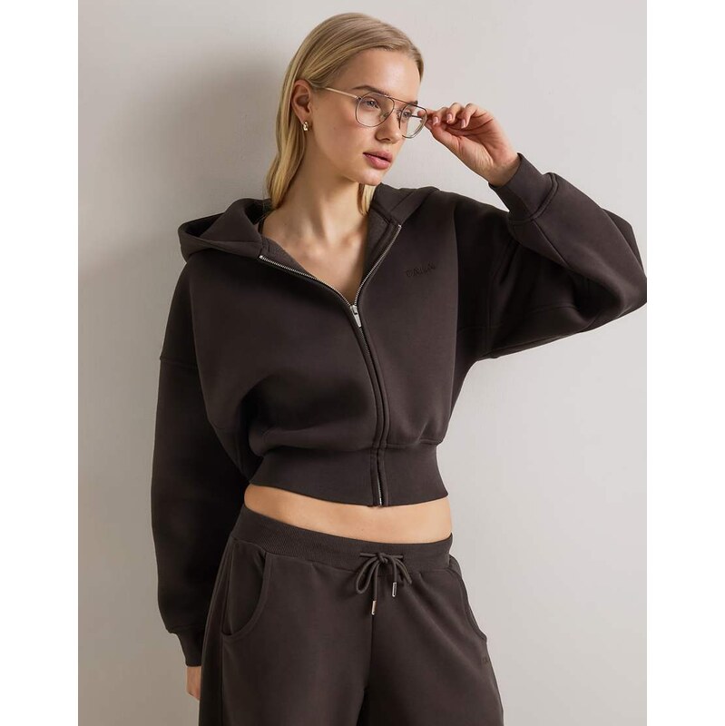 TALA Cocoon zip through hoodie in americano-Brown 114866895