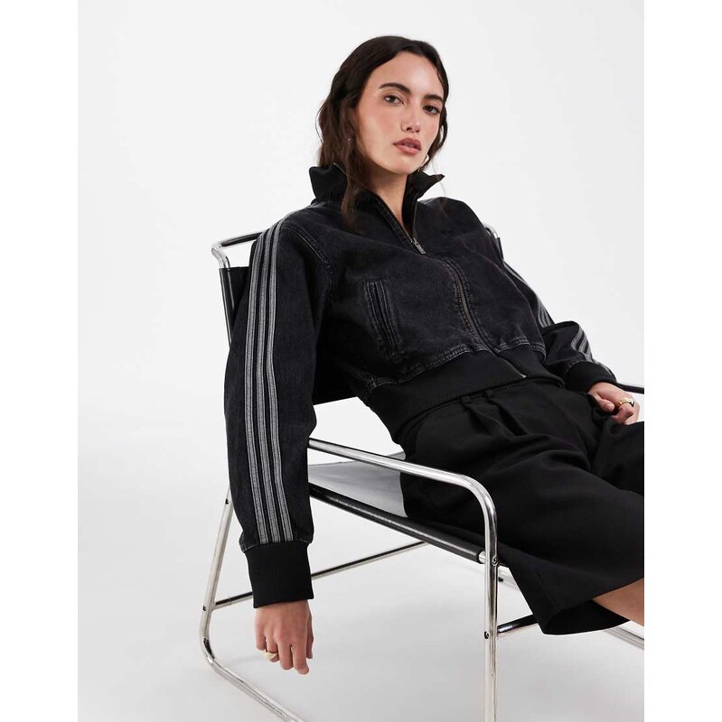 adidas Originals Firebird denim track top in black 114866756