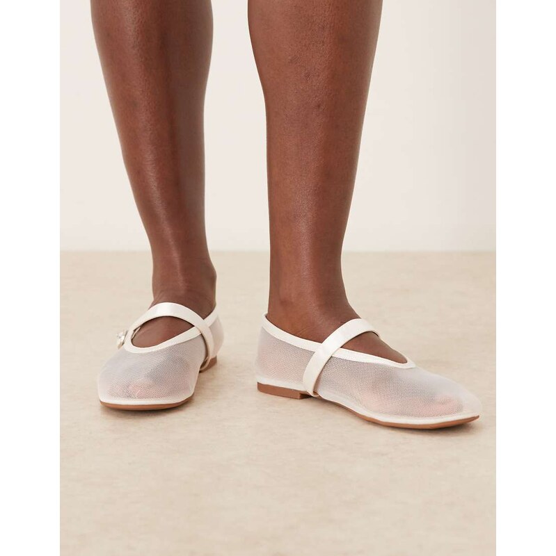 Be Mine Bridal Aahana mesh ballet flats in ivory-White