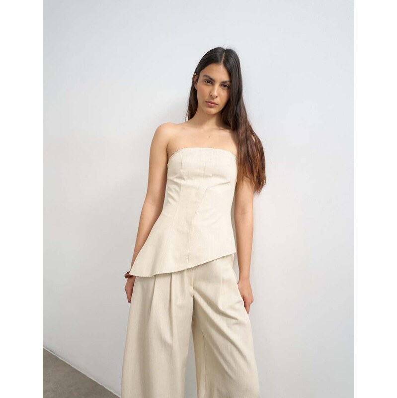 Topshop co ord asymmetric raw hem bandeau in stone-Brown 114866771