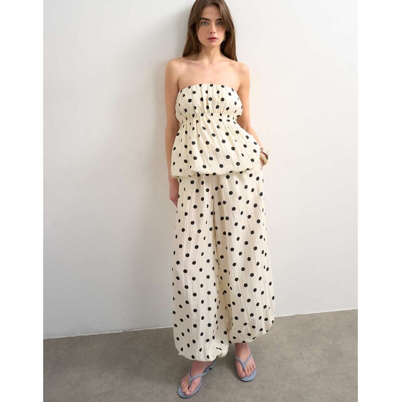 Topshop co ord polka dot balloon trouser in white