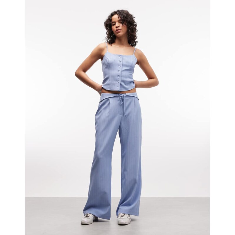 COLLUSION fit and flare trouser in blue pinstripe co-ord 114866818