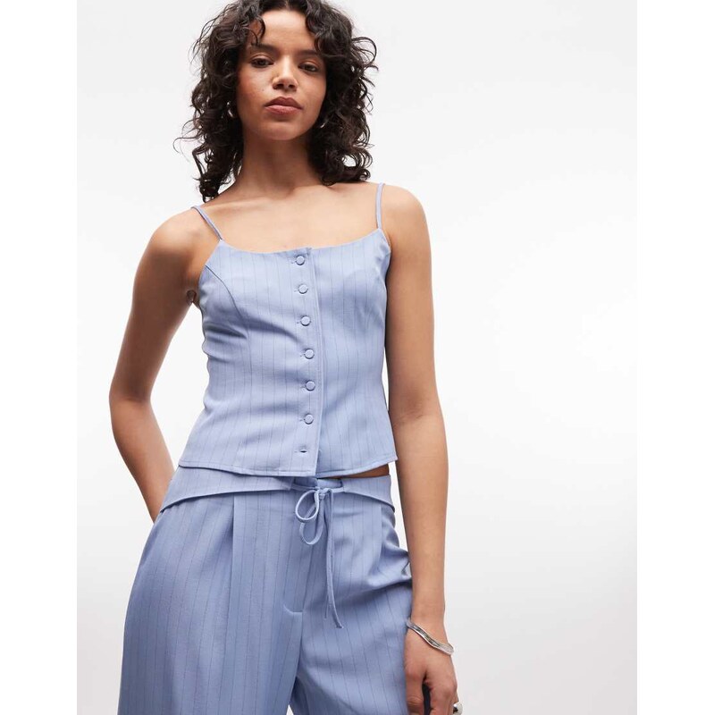 COLLUSION button cami in blue pinstripe co-ord 114866819