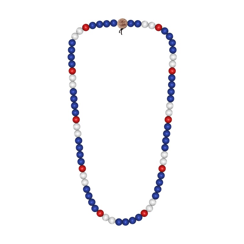 Wood Fellas Deluxe Pearl 12mm Men Necklace royal blue red