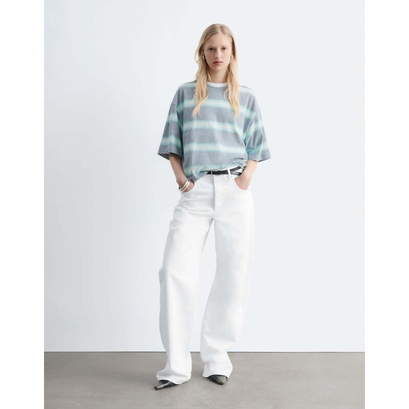 & Other Stories relaxed t-shirt in aqua stripe-Blue