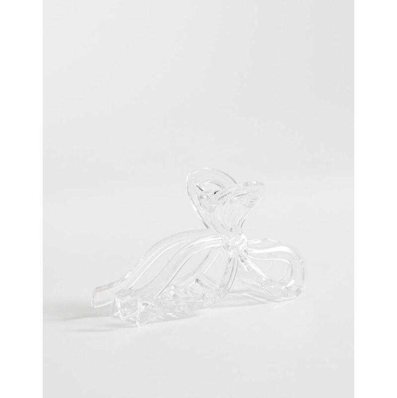 Pieces bow detail claw clip in clear 114866960