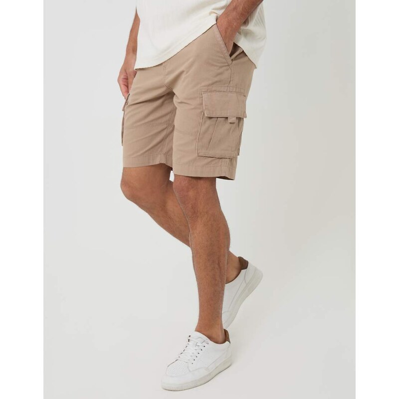 Threadbare cargo shorts in stone-Neutral