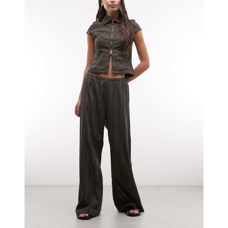 Weekday pull on cotton trousers in dark grey