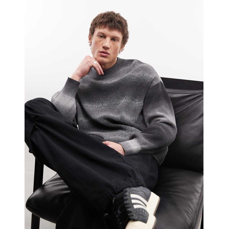 Weekday spacedye cotton jumper in black and white stripe
