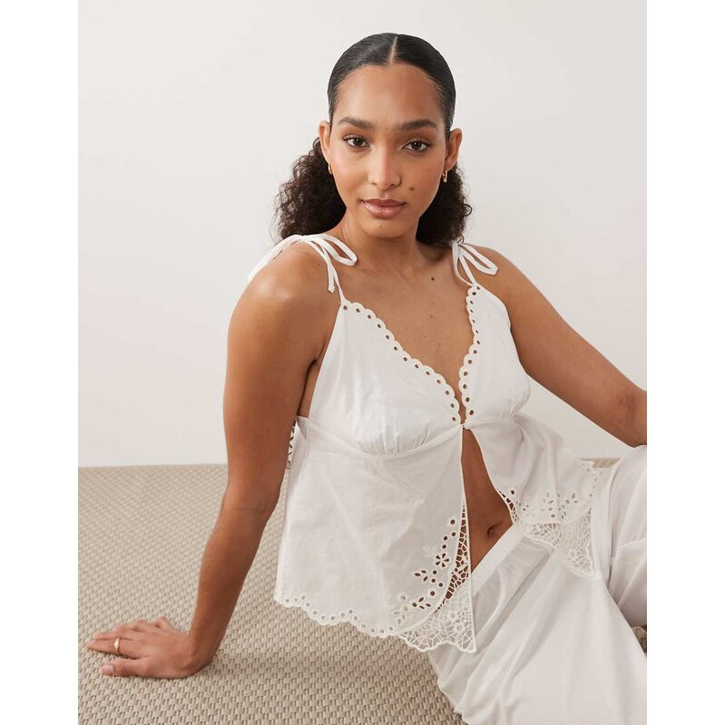 Abercrombie & Fitch bridal pyjama cami co-ord in white 114867048