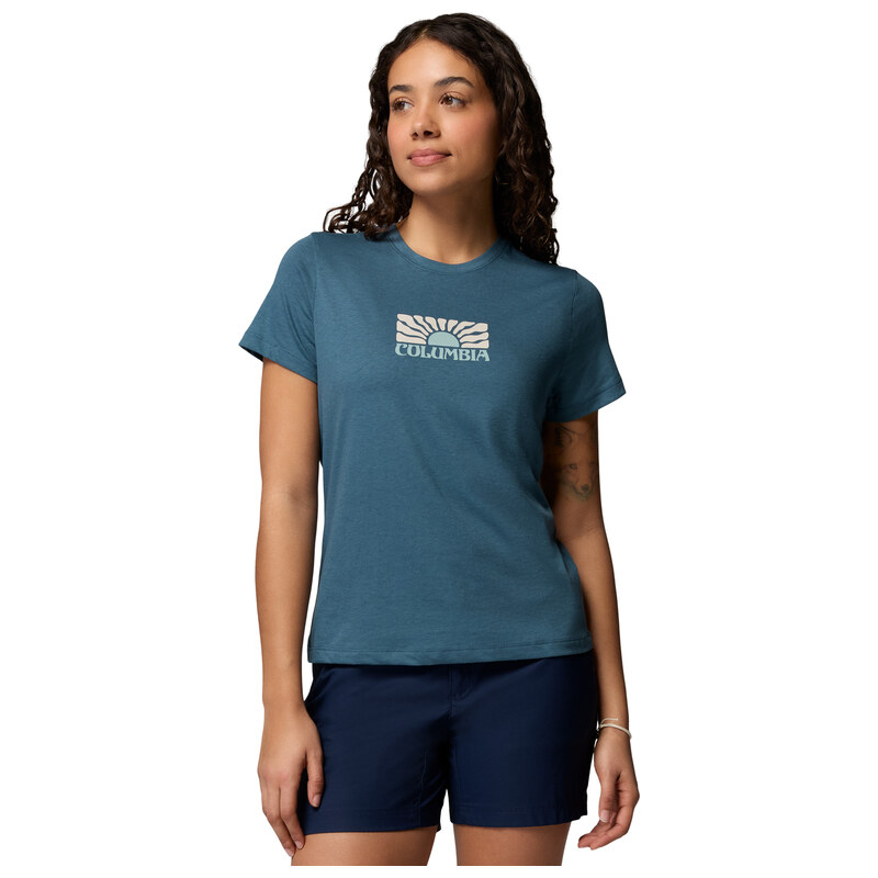 Dámské Tričko s krátkým rukávem COLUMBIA RUBY SPRINGS GRAPHIC FITTED SS 2120061429 – Modrá