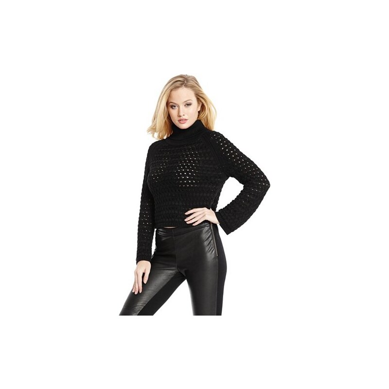 Svetr Guess by Marciano Nora Cropped Turtleneck Sweater černý