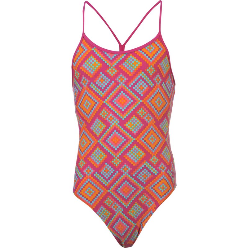 Zoggs Mosaic Sprinter Back Swimsuit Girls Pink