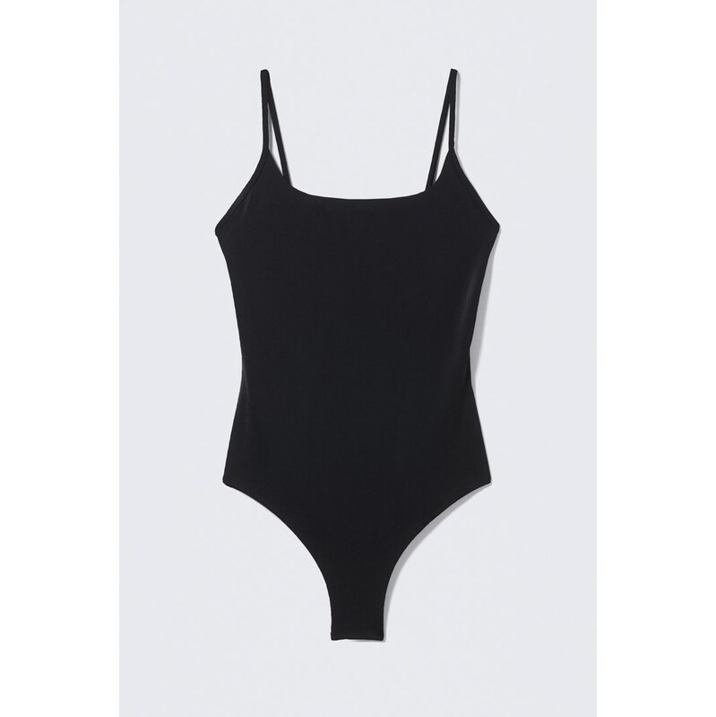 H&M - Čtvercový výstřih plavek - černá 114868140
