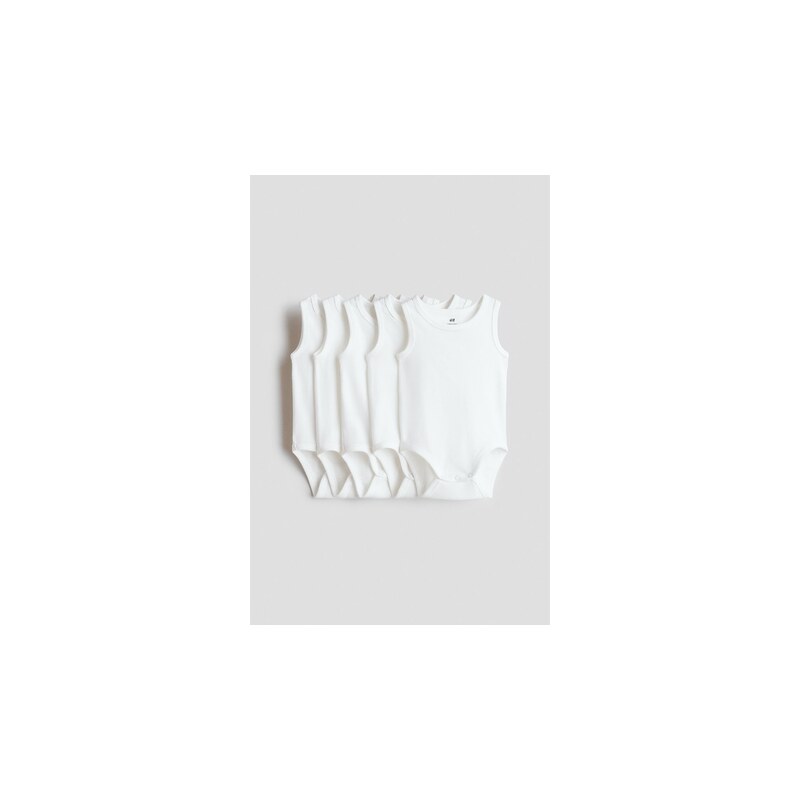 H&M - Bavlněné body: balení po 5 - Bílá