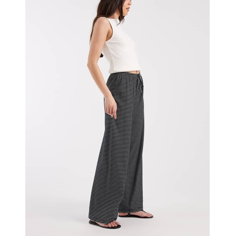 ONLY tie detail trousers in black & white stripes