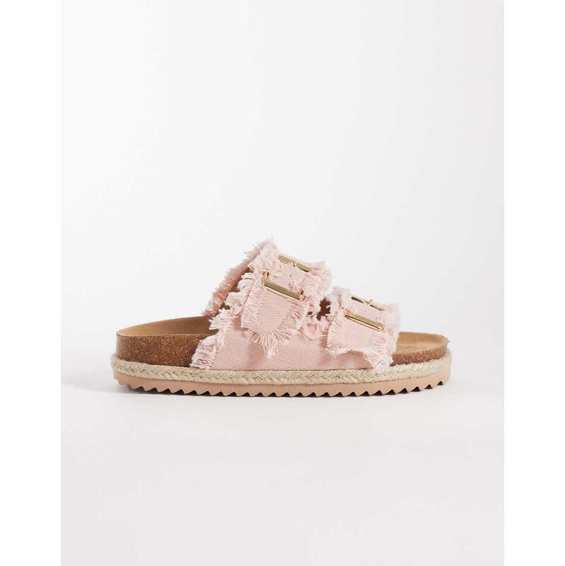South Beach double buckle espadrille sandals in light pink-No colour 115518906