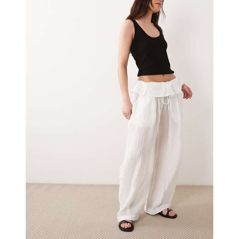 ASOS DESIGN sheer textured pull on balloon trousers with waist