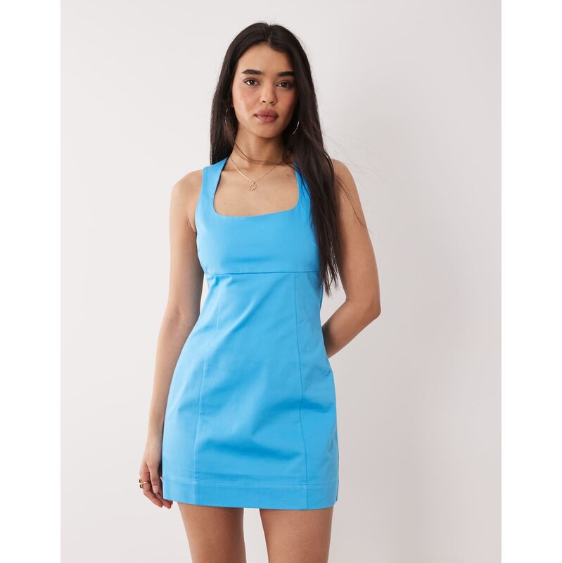 ASOS DESIGN square neck structured cotton mini sundress in