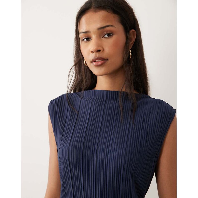 Vila plisse sleeveless top co-ord in navy 114870627