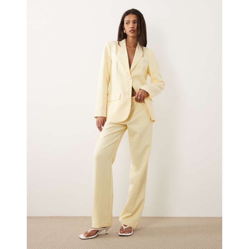 Vila tailored trousers co-ord in pastel yellow