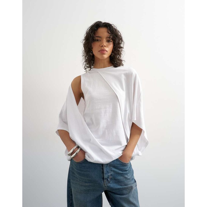Topshop cape draped tee in white