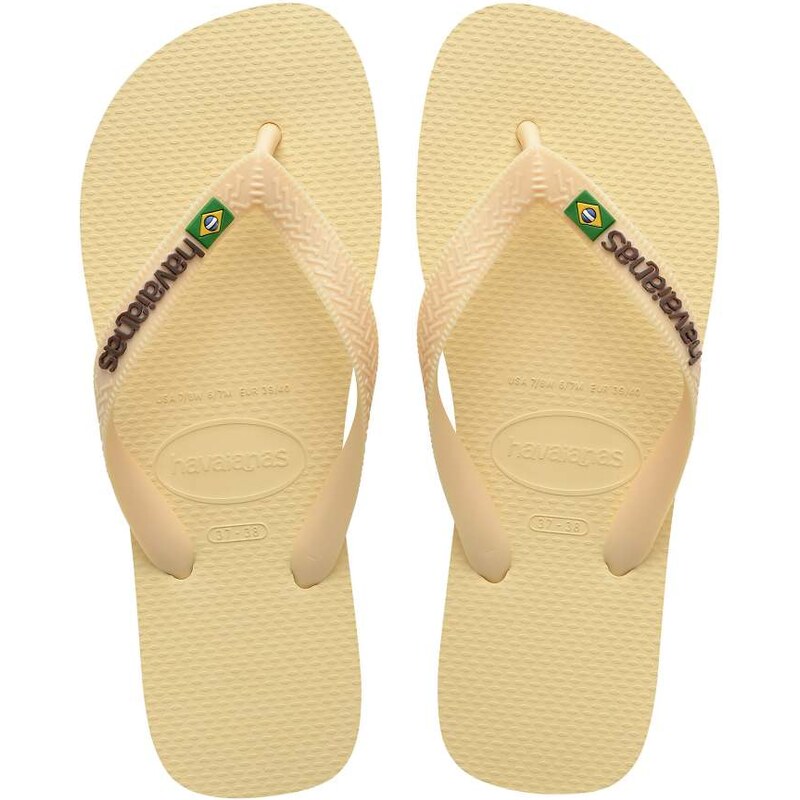 Havaianas Brazil logo flip flops in buttercream-White 114870669