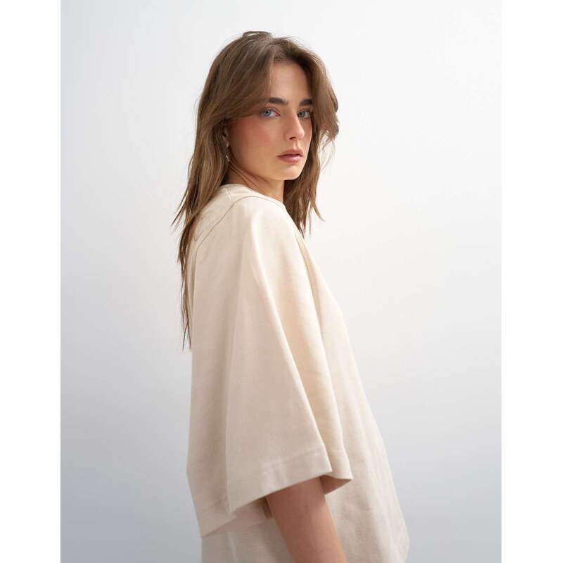 Topshop batwing t-shirt in stone-White