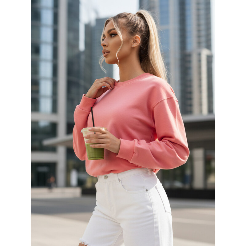 Korálová dámská basic mikina GLAMFLAIR Růžová