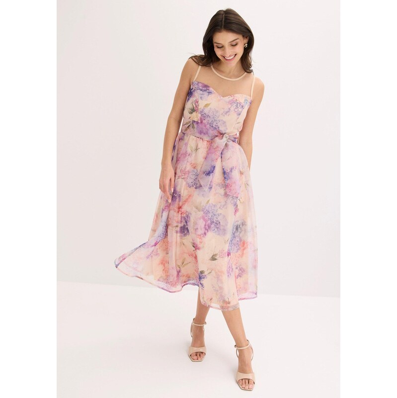 bonprix Midi šaty z jemného tylu růžová Žena