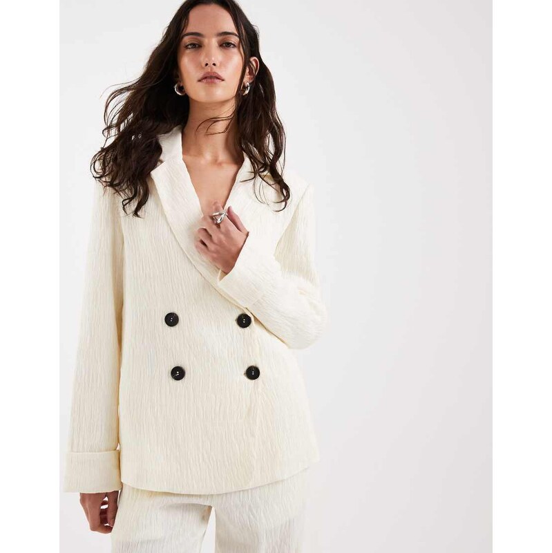 4th & Reckless textured double breasted foldover cuff blazer co-ord in 114977037