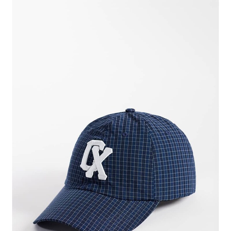 COLLUSION embroidered check nylon cap in navy
