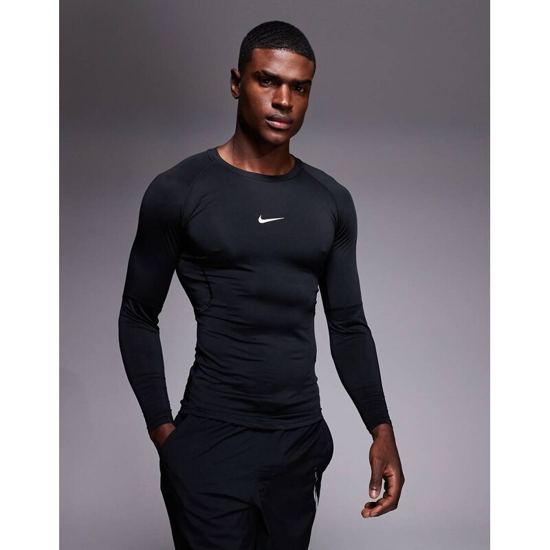 Nike Training Pro Dri-FIT muscle fit long sleeve top in black