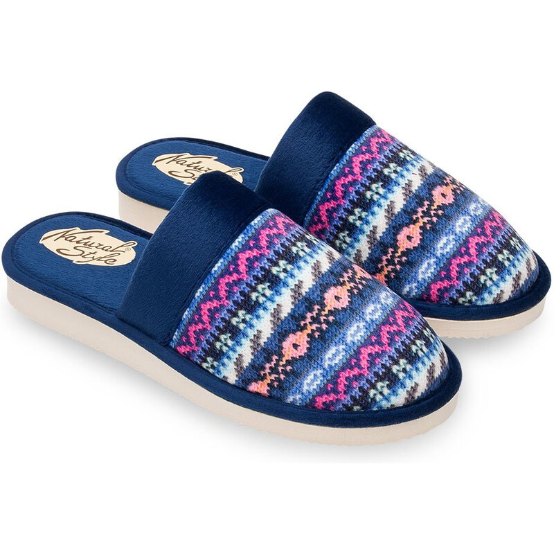 Dámské pantofle Natural Style NS-071 modré 114871522